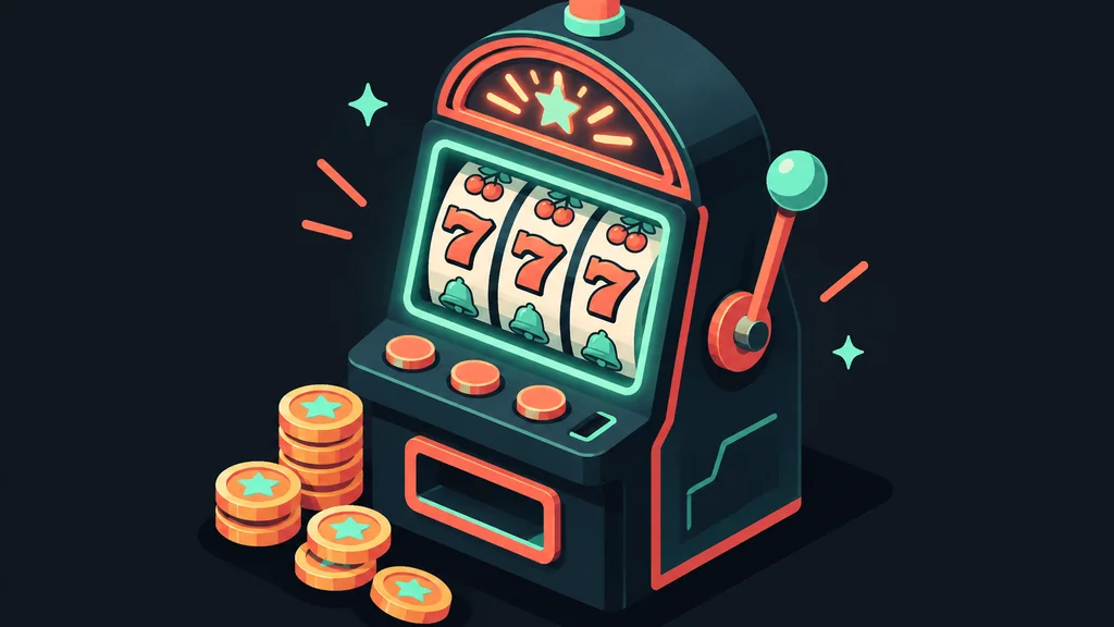Isometric slot machine with coins